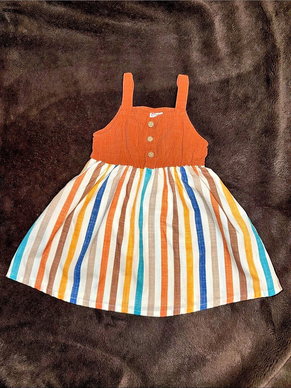 PatPat Striped Casual Dress in Rust & Multi-Colored Stripes